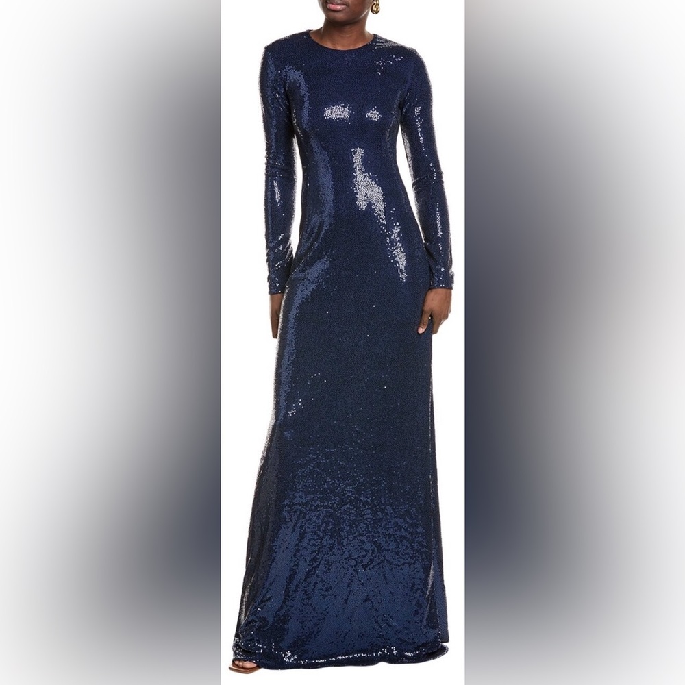 Michael Kors Collection Navy Sequin Long Sleeve Dress